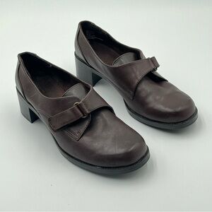 CROFT & BARROW Brown Celine Leather Chunky Heel Wichcore Loafers Women’s 8.5